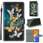 For Xiaomi Redmi 9C Voltage Coloured Drawing Magnetic Clasp Horizontal Flip PU Leather Case with Holder & Card Slots(C20 Gold Silver Flying Butterflies)