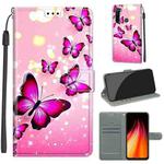 For Xiaomi Redmi Note 8 Voltage Coloured Drawing Magnetic Clasp Horizontal Flip PU Leather Case with Holder & Card Slots(C03 Gradient Pink Flying Butterflies)