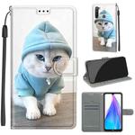 For Xiaomi Redmi Note 8T Voltage Coloured Drawing Magnetic Clasp Horizontal Flip PU Leather Case with Holder & Card Slots(C15 Blue Sweater White Cat)