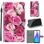 For Xiaomi Redmi Note 8T Voltage Coloured Drawing Magnetic Clasp Horizontal Flip PU Leather Case with Holder & Card Slots(C17 Green Leaf Pink Rose)