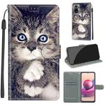 For Xiaomi Redmi Note 10 4G/Note 10S Voltage Coloured Drawing Magnetic Clasp Horizontal Flip PU Leather Case with Holder & Card Slots(C02 Fork Hand White Claw Cat)