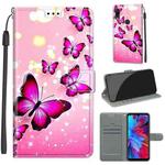For Xiaomi Redmi Note 7 Voltage Coloured Drawing Magnetic Clasp Horizontal Flip PU Leather Case with Holder & Card Slots(C03 Gradient Pink Flying Butterflies)