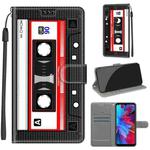 For Xiaomi Redmi Note 7 Voltage Coloured Drawing Magnetic Clasp Horizontal Flip PU Leather Case with Holder & Card Slots(C10 Black Red Tape)