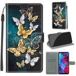 For Xiaomi Redmi Note 7 Voltage Coloured Drawing Magnetic Clasp Horizontal Flip PU Leather Case with Holder & Card Slots(C20 Gold Silver Flying Butterflies)