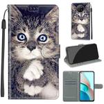 For Xiaomi Redmi Note 9 5G/ 9T Voltage Coloured Drawing Magnetic Clasp Horizontal Flip PU Leather Case with Holder & Card Slots(C02 Fork Hand White Claw Cat)