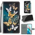 For Xiaomi Redmi Note 9 5G/ 9T Voltage Coloured Drawing Magnetic Clasp Horizontal Flip PU Leather Case with Holder & Card Slots(C20 Gold Silver Flying Butterflies)