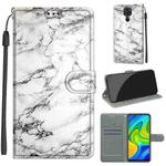 For Xiaomi Redmi Note 9/Redmi 10X 4G Voltage Coloured Drawing Magnetic Clasp Horizontal Flip PU Leather Case with Holder & Card Slots(C01 White Marble)