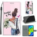 For Xiaomi Redmi Note 9/Redmi 10X 4G Voltage Coloured Drawing Magnetic Clasp Horizontal Flip PU Leather Case with Holder & Card Slots(C09 Hug Flower)