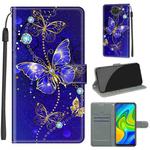 For Xiaomi Redmi Note 9/Redmi 10X 4G Voltage Coloured Drawing Magnetic Clasp Horizontal Flip PU Leather Case with Holder & Card Slots(C11 Blue Golden Chain Butterflies)