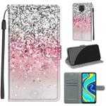 For Xiaomi Redmi Note 9S/9 Pro Voltage Coloured Drawing Magnetic Clasp Horizontal Flip PU Leather Case with Holder & Card Slots(C13 Silver Pink Glitter)