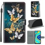 For Xiaomi Redmi Note 9S/9 Pro Voltage Coloured Drawing Magnetic Clasp Horizontal Flip PU Leather Case with Holder & Card Slots(C20 Gold Silver Flying Butterflies)