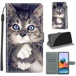 For Xiaomi Redmi Note 10 Pro Max/10 Pro Voltage Coloured Drawing Magnetic Clasp Horizontal Flip PU Leather Case with Holder & Card Slots(C02 Fork Hand White Claw Cat)