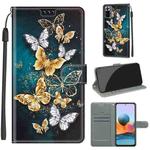 For Xiaomi Redmi Note 10 Pro Max/10 Pro Voltage Coloured Drawing Magnetic Clasp Horizontal Flip PU Leather Case with Holder & Card Slots(C20 Gold Silver Flying Butterflies)