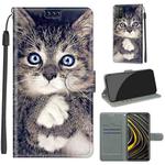 For Xiaomi Poco M3 Voltage Coloured Drawing Magnetic Clasp Horizontal Flip PU Leather Case with Holder & Card Slots(C02 Fork Hand White Claw Cat)