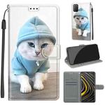 For Xiaomi Poco M3 Voltage Coloured Drawing Magnetic Clasp Horizontal Flip PU Leather Case with Holder & Card Slots(C15 Blue Sweater White Cat)