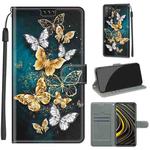 For Xiaomi Poco M3 Voltage Coloured Drawing Magnetic Clasp Horizontal Flip PU Leather Case with Holder & Card Slots(C20 Gold Silver Flying Butterflies)