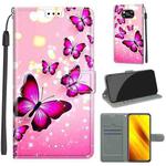 For Xiaomi Poco X3 NFC Voltage Coloured Drawing Magnetic Clasp Horizontal Flip PU Leather Case with Holder & Card Slots(C03 Gradient Pink Flying Butterflies)