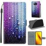 For Xiaomi Poco X3 NFC Voltage Coloured Drawing Magnetic Clasp Horizontal Flip PU Leather Case with Holder & Card Slots(C05 Purple Blue Water Drops)