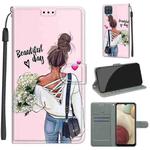 For Samsung Galaxy A12 / M12 Voltage Colored Drawing Magnetic Clasp Horizontal Flip PU Leather Case with Holder & Card Slots(C09 Hug Flower)