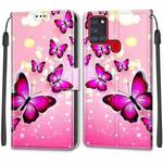 For Samsung Galaxy A21s Voltage Colored Drawing Magnetic Clasp Horizontal Flip PU Leather Case with Holder & Card Slots(C03 Gradient Pink Flying Butterflies)