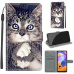 For Samsung Galaxy A31 Voltage Colored Drawing Magnetic Clasp Horizontal Flip PU Leather Case with Holder & Card Slots(C02 Fork Hand White Claw Cat)