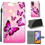For Samsung Galaxy A31 Voltage Colored Drawing Magnetic Clasp Horizontal Flip PU Leather Case with Holder & Card Slots(C03 Gradient Pink Flying Butterflies)