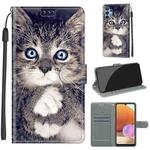 For Samsung Galaxy A32 4G Voltage Colored Drawing Magnetic Clasp Horizontal Flip PU Leather Case with Holder & Card Slots(C02 Fork Hand White Claw Cat)