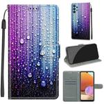 For Samsung Galaxy A32 4G Voltage Colored Drawing Magnetic Clasp Horizontal Flip PU Leather Case with Holder & Card Slots(C05 Purple Blue Water Drops)