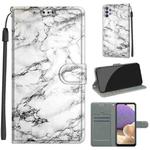 For Samsung Galaxy A32 5G Voltage Colored Drawing Magnetic Clasp Horizontal Flip PU Leather Case with Holder & Card Slots(C01 White Marble)
