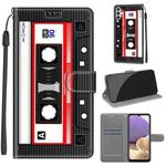 For Samsung Galaxy A32 5G Voltage Colored Drawing Magnetic Clasp Horizontal Flip PU Leather Case with Holder & Card Slots(C10 Black Red Tape)