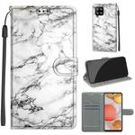 For Samsung Galaxy A42 5G Voltage Colored Drawing Magnetic Clasp Horizontal Flip PU Leather Case with Holder & Card Slots(C01 White Marble)