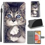 For Samsung Galaxy A42 5G Voltage Colored Drawing Magnetic Clasp Horizontal Flip PU Leather Case with Holder & Card Slots(C02 Fork Hand White Claw Cat)