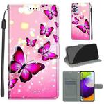 For Samsung Galaxy A52 5G Voltage Colored Drawing Magnetic Clasp Horizontal Flip PU Leather Case with Holder & Card Slots(C03 Gradient Pink Flying Butterflies)