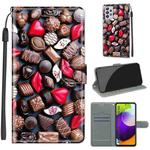 For Samsung Galaxy A52 5G Voltage Colored Drawing Magnetic Clasp Horizontal Flip PU Leather Case with Holder & Card Slots(C06 Red Lip Chocolate)