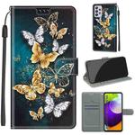 For Samsung Galaxy A52 5G Voltage Colored Drawing Magnetic Clasp Horizontal Flip PU Leather Case with Holder & Card Slots(C20 Gold Silver Flying Butterflies)