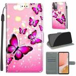 For Samsung Galaxy A72 5G Voltage Colored Drawing Magnetic Clasp Horizontal Flip PU Leather Case with Holder & Card Slots(C03 Gradient Pink Flying Butterflies)
