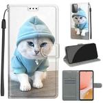 For Samsung Galaxy A72 5G Voltage Colored Drawing Magnetic Clasp Horizontal Flip PU Leather Case with Holder & Card Slots(C15 Blue Sweater White Cat)