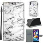For Samsung Galaxy M11 / M11 EU Version Voltage Colored Drawing Magnetic Clasp Horizontal Flip PU Leather Case with Holder & Card Slots(C01 White Marble)