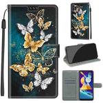 For Samsung Galaxy M11 / M11 EU Version Voltage Colored Drawing Magnetic Clasp Horizontal Flip PU Leather Case with Holder & Card Slots(C20 Gold Silver Flying Butterflies)