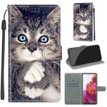 For Samsung Galaxy S20 FE 5G Voltage Colored Drawing Magnetic Clasp Horizontal Flip PU Leather Case with Holder & Card Slots(C02 Fork Hand White Claw Cat)