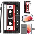 For Samsung Galaxy S21 5G Voltage Colored Drawing Magnetic Clasp Horizontal Flip PU Leather Case with Holder & Card Slots(C10 Black Red Tape)