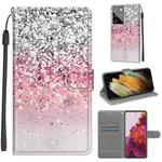 For Samsung Galaxy S21 Ultra 5G Voltage Colored Drawing Magnetic Clasp Horizontal Flip PU Leather Case with Holder & Card Slots(C13 Silver Pink Glitter)