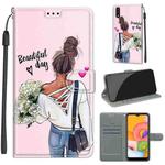 For Samsung Galaxy A01 Voltage Colored Drawing Magnetic Clasp Horizontal Flip PU Leather Case with Holder & Card Slots(C09 Hug Flower)