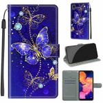 For Samsung Galaxy A10 Voltage Colored Drawing Magnetic Clasp Horizontal Flip PU Leather Case with Holder & Card Slots(C11 Blue Golden Chain Butterflies)