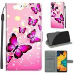 For Samsung Galaxy A30 / A20 Voltage Colored Drawing Magnetic Clasp Horizontal Flip PU Leather Case with Holder & Card Slots(C03 Gradient Pink Flying Butterflies)