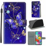 For Samsung Galaxy A51 Voltage Colored Drawing Magnetic Clasp Horizontal Flip PU Leather Case with Holder & Card Slots(C11 Blue Golden Chain Butterflies)