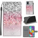 For Samsung Galaxy A51 Voltage Colored Drawing Magnetic Clasp Horizontal Flip PU Leather Case with Holder & Card Slots(C13 Silver Pink Glitter)