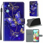 For Samsung Galaxy A71 Voltage Colored Drawing Magnetic Clasp Horizontal Flip PU Leather Case with Holder & Card Slots(C11 Blue Golden Chain Butterflies)