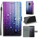 For Samsung Galaxy S9+ Voltage Colored Drawing Magnetic Clasp Horizontal Flip PU Leather Case with Holder & Card Slots(C05 Purple Blue Water Drops)