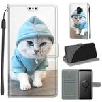 For Samsung Galaxy S9+ Voltage Colored Drawing Magnetic Clasp Horizontal Flip PU Leather Case with Holder & Card Slots(C15 Blue Sweater White Cat)